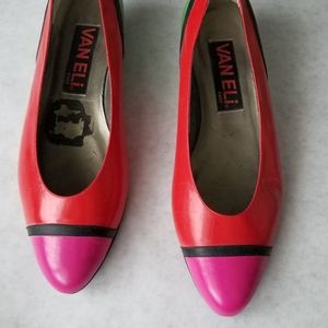 Vaneli colorblock red pink green flats new 8.0